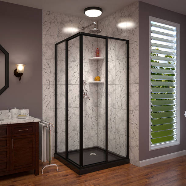 DreamLine French Corner 42" x 74.75" Square Sliding Shower Enclosure